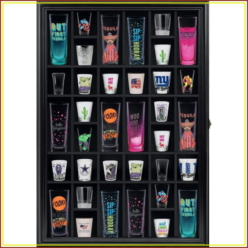 Collectible Collection - Shot Glass Display Cabinet Solid Wood