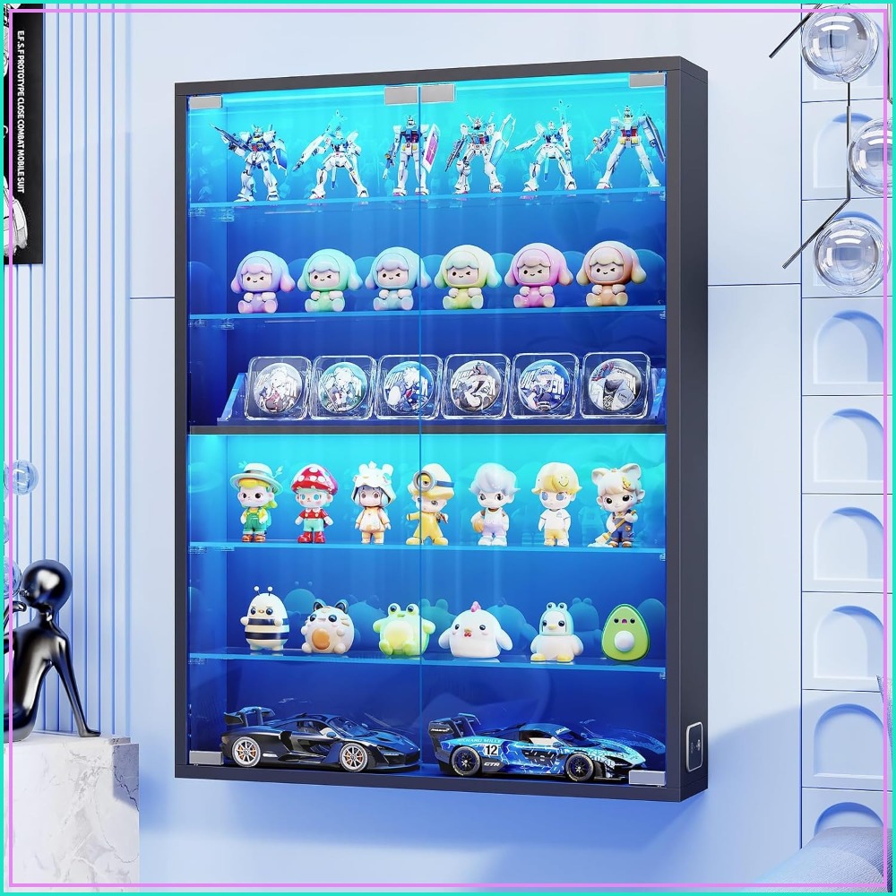 Collectible Collection - 6-Tier Wall Display Case with Glass