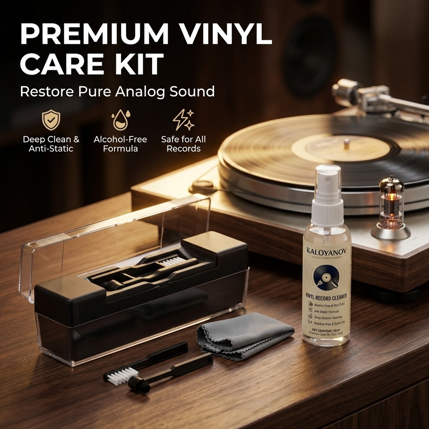 Record Player Needle - Anti-Static Vinyl Record Cleaner Kit Alcohol-Free