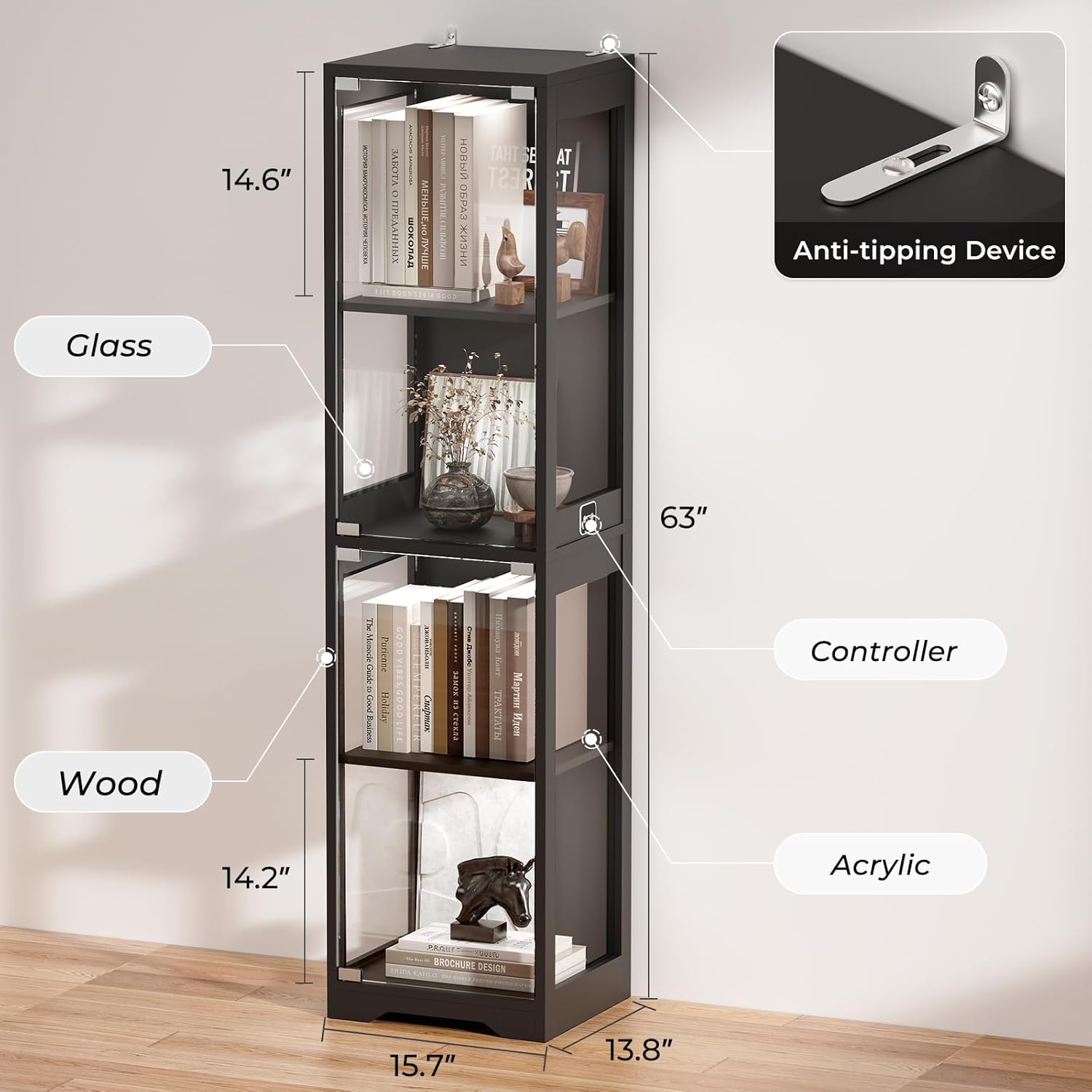 Glass Display Cabinet with 3 C – обзор и цена Collectible Collection