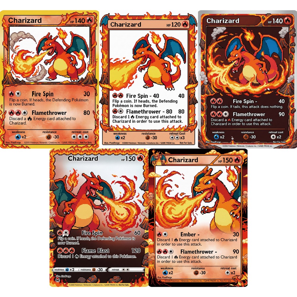 5Pcs Pokemon Cards Charizard G – обзор и цена Vintage Pokemon Collectible