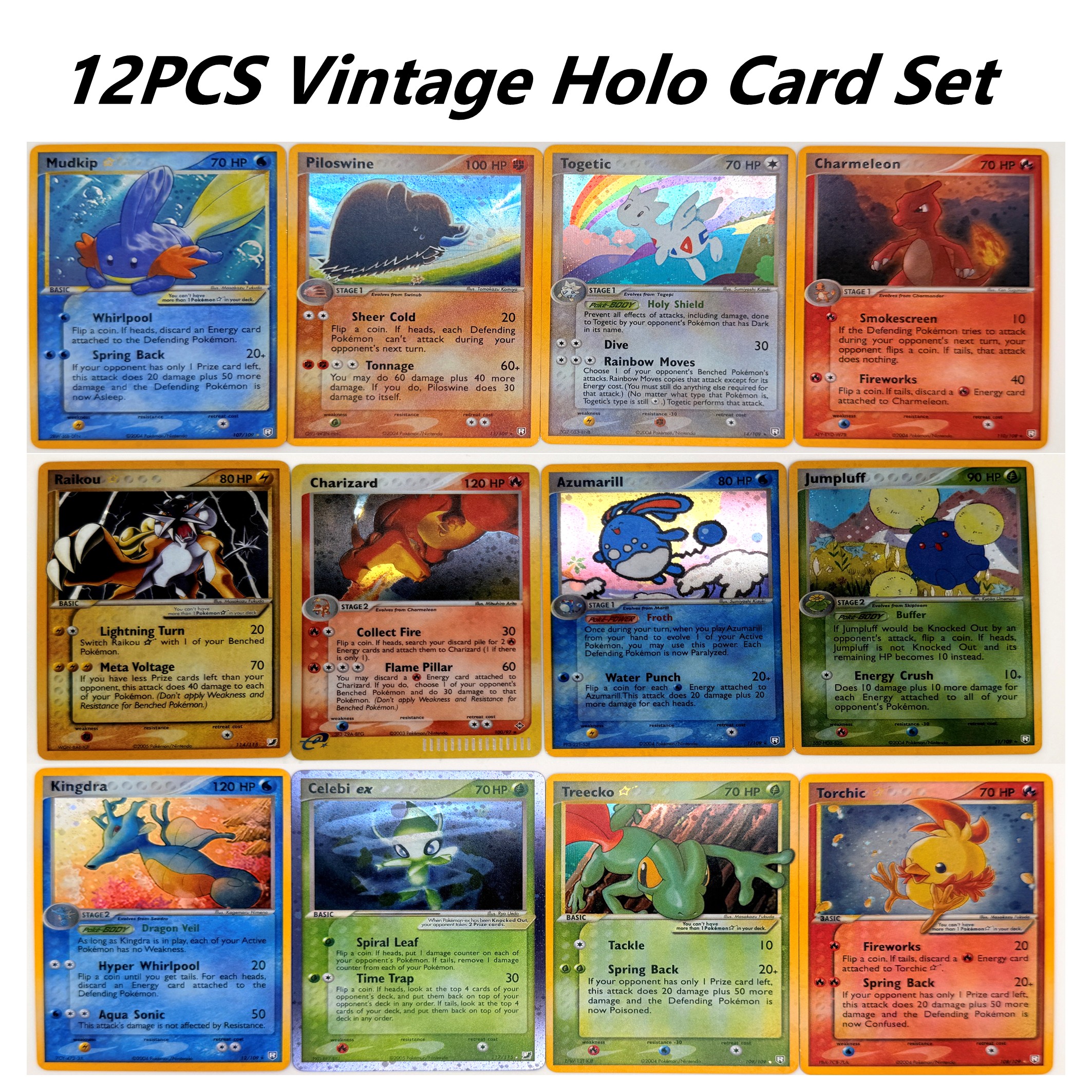 12PCS Pokemon Proxy Cards Vint – обзор и цена Vintage Pokemon Collectible