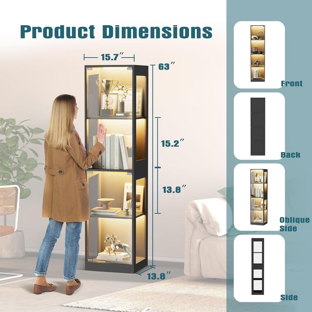 4-Tier Glass Display Cabinet w – обзор и цена Collectible Collection